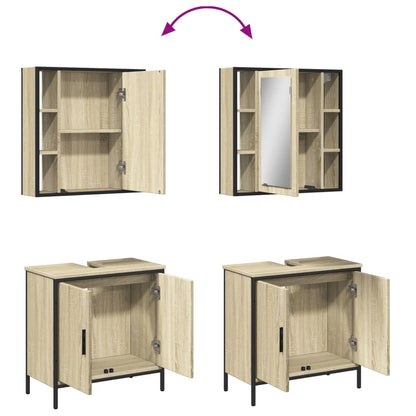 2 Piece Bathroom Furniture Set Sonoma Oak Engineered Wood