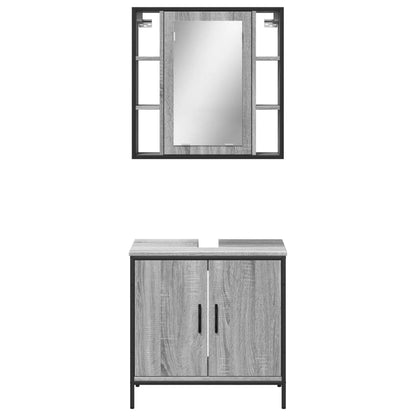 2 Piece Bathroom Furniture Set Grey Sonoma Engineered Wood