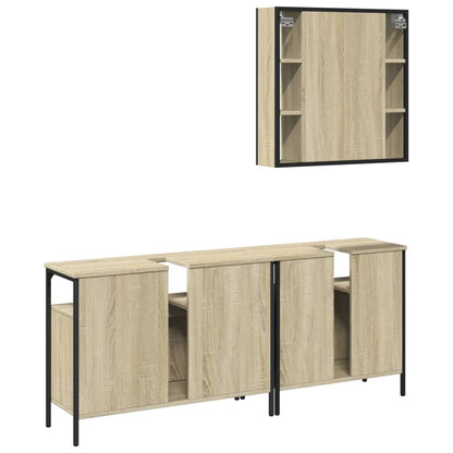 3 Piece Bathroom Cabinet Set Sonoma Oak Engineered Wood