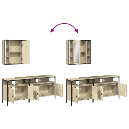 3 Piece Bathroom Cabinet Set Sonoma Oak Engineered Wood