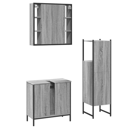 3 Piece Bathroom Cabinet Set Grey Sonoma Engineered Wood