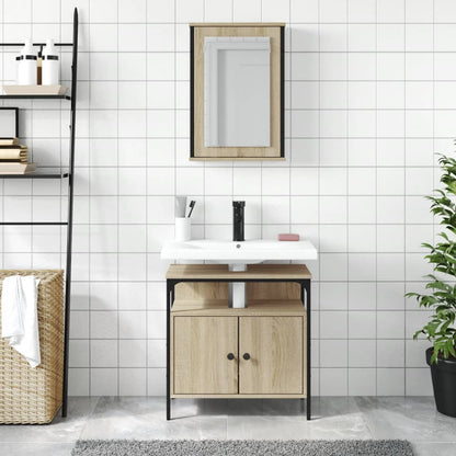 2 Piece Bathroom Furniture Set Sonoma Oak Engineered Wood