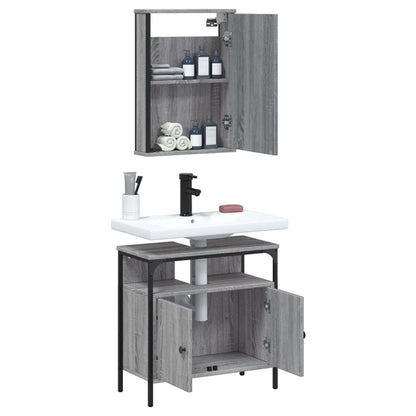 2 Piece Bathroom Furniture Set Grey Sonoma Engineered Wood