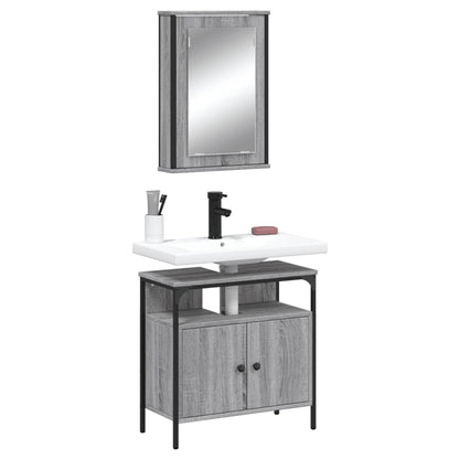 2 Piece Bathroom Furniture Set Grey Sonoma Engineered Wood