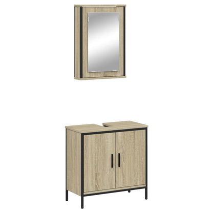 2 Piece Bathroom Furniture Set Sonoma Oak Engineered Wood