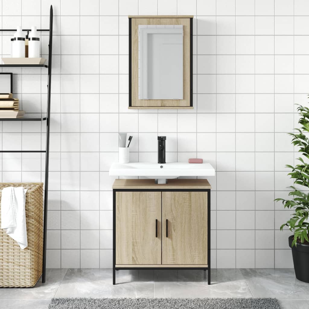 2 Piece Bathroom Furniture Set Sonoma Oak Engineered Wood