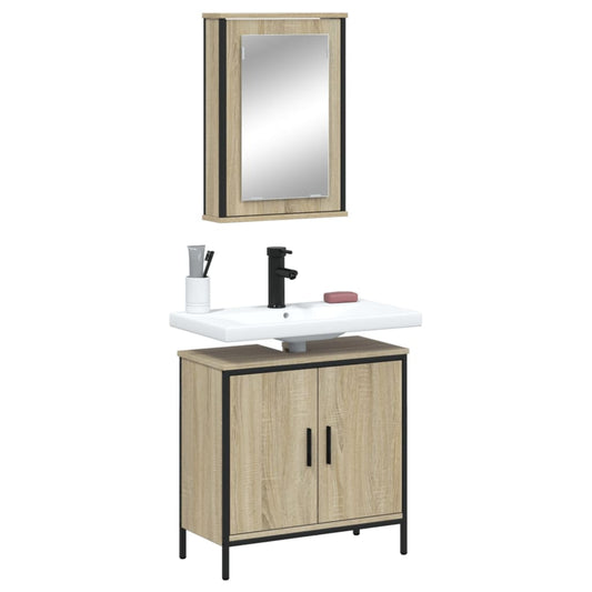 2 Piece Bathroom Furniture Set Sonoma Oak Engineered Wood