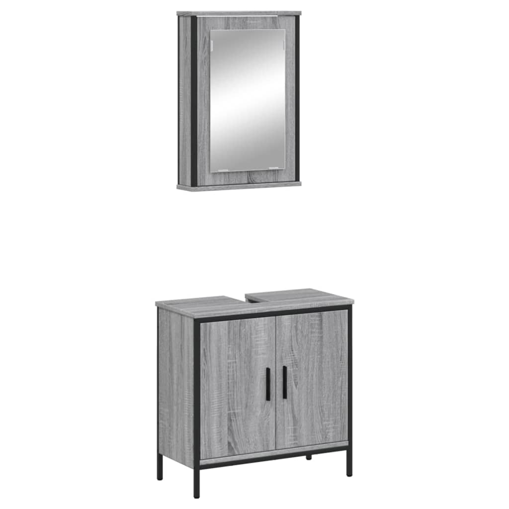 2 Piece Bathroom Furniture Set Grey Sonoma Engineered Wood