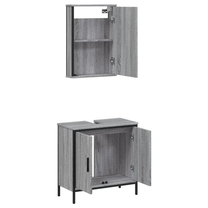 2 Piece Bathroom Furniture Set Grey Sonoma Engineered Wood