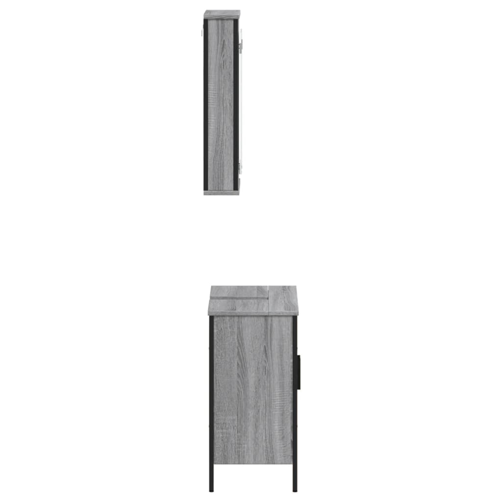 2 Piece Bathroom Furniture Set Grey Sonoma Engineered Wood