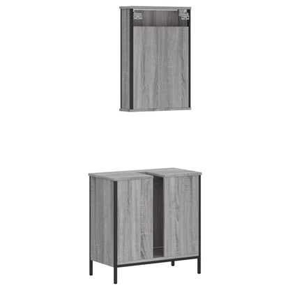 2 Piece Bathroom Furniture Set Grey Sonoma Engineered Wood