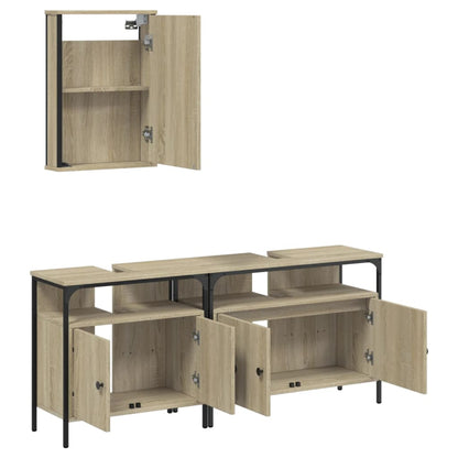 3 Piece Bathroom Furniture Set Sonoma Oak Engineered Wood