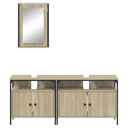 3 Piece Bathroom Furniture Set Sonoma Oak Engineered Wood