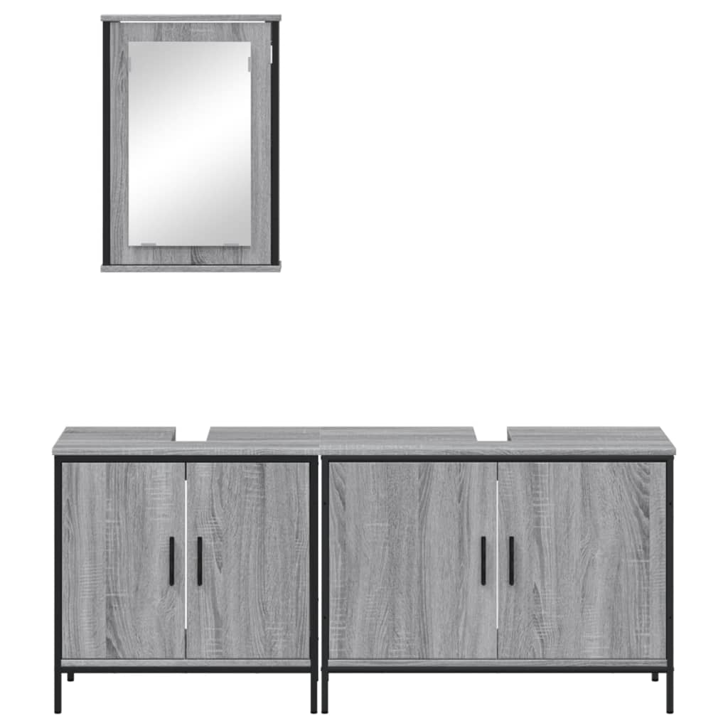 3 Piece Bathroom Furniture Set Grey Sonoma Engineered Wood