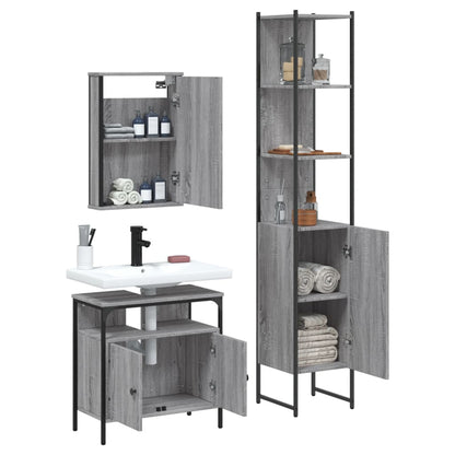 3 Piece Bathroom Furniture Set Grey Sonoma Engineered Wood