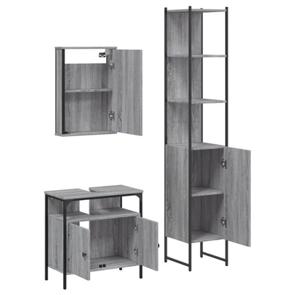 3 Piece Bathroom Furniture Set Grey Sonoma Engineered Wood