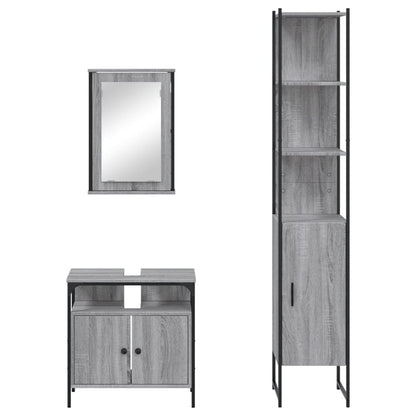 3 Piece Bathroom Furniture Set Grey Sonoma Engineered Wood