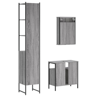 3 Piece Bathroom Furniture Set Grey Sonoma Engineered Wood