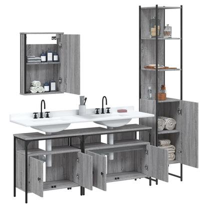 4 Piece Bathroom Furniture Set Grey Sonoma Engineered Wood