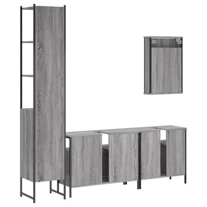 4 Piece Bathroom Furniture Set Grey Sonoma Engineered Wood