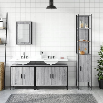 4 Piece Bathroom Furniture Set Grey Sonoma Engineered Wood