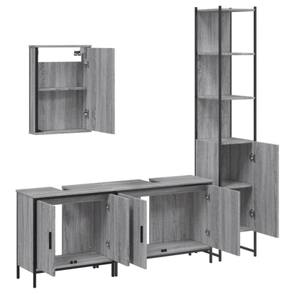 4 Piece Bathroom Furniture Set Grey Sonoma Engineered Wood