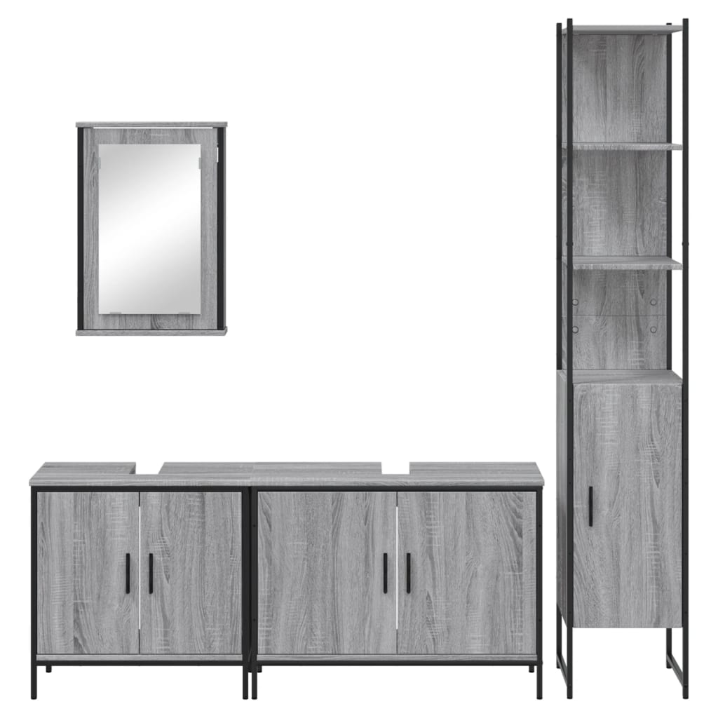 4 Piece Bathroom Furniture Set Grey Sonoma Engineered Wood