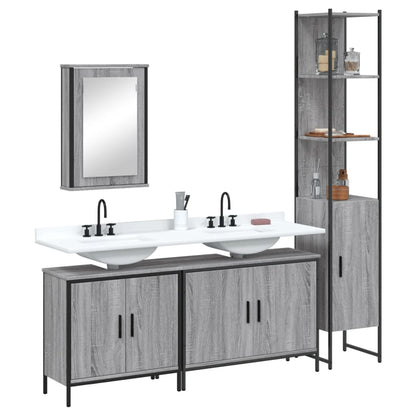 4 Piece Bathroom Furniture Set Grey Sonoma Engineered Wood