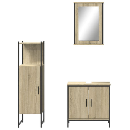 3 Piece Bathroom Furniture Set Sonoma Oak Engineered Wood