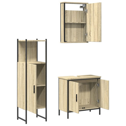 3 Piece Bathroom Furniture Set Sonoma Oak Engineered Wood