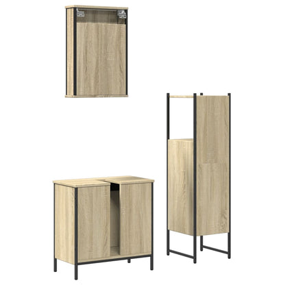 3 Piece Bathroom Furniture Set Sonoma Oak Engineered Wood