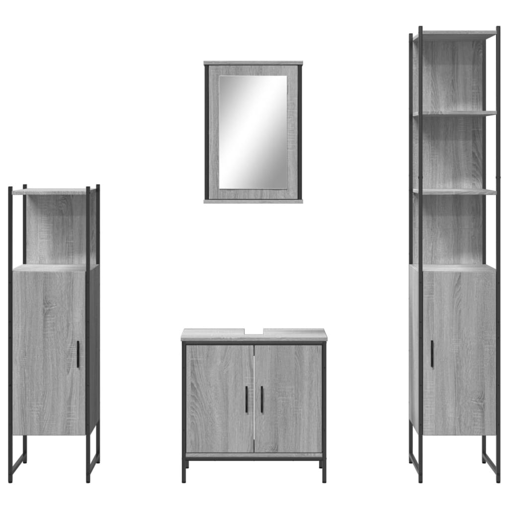 4 Piece Bathroom Furniture Set Grey Sonoma Engineered Wood