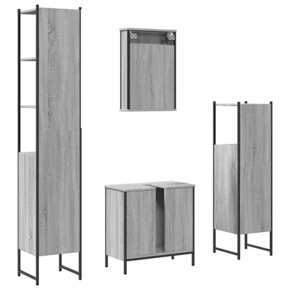 4 Piece Bathroom Furniture Set Grey Sonoma Engineered Wood