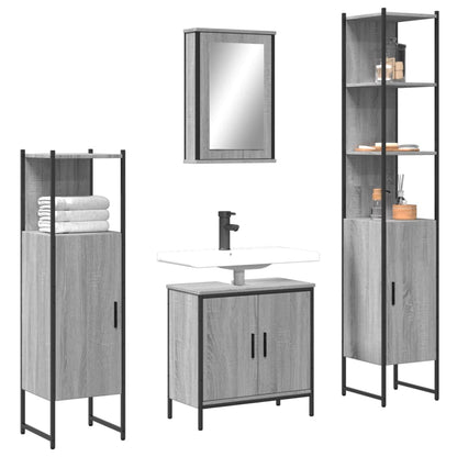 4 Piece Bathroom Furniture Set Grey Sonoma Engineered Wood