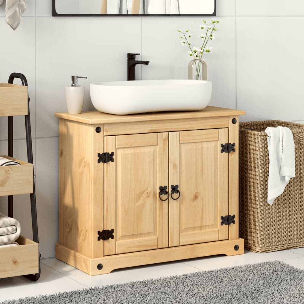 Bathroom Sink Cabinet Corona 73x33x60 cm Solid Wood Pine - Bend