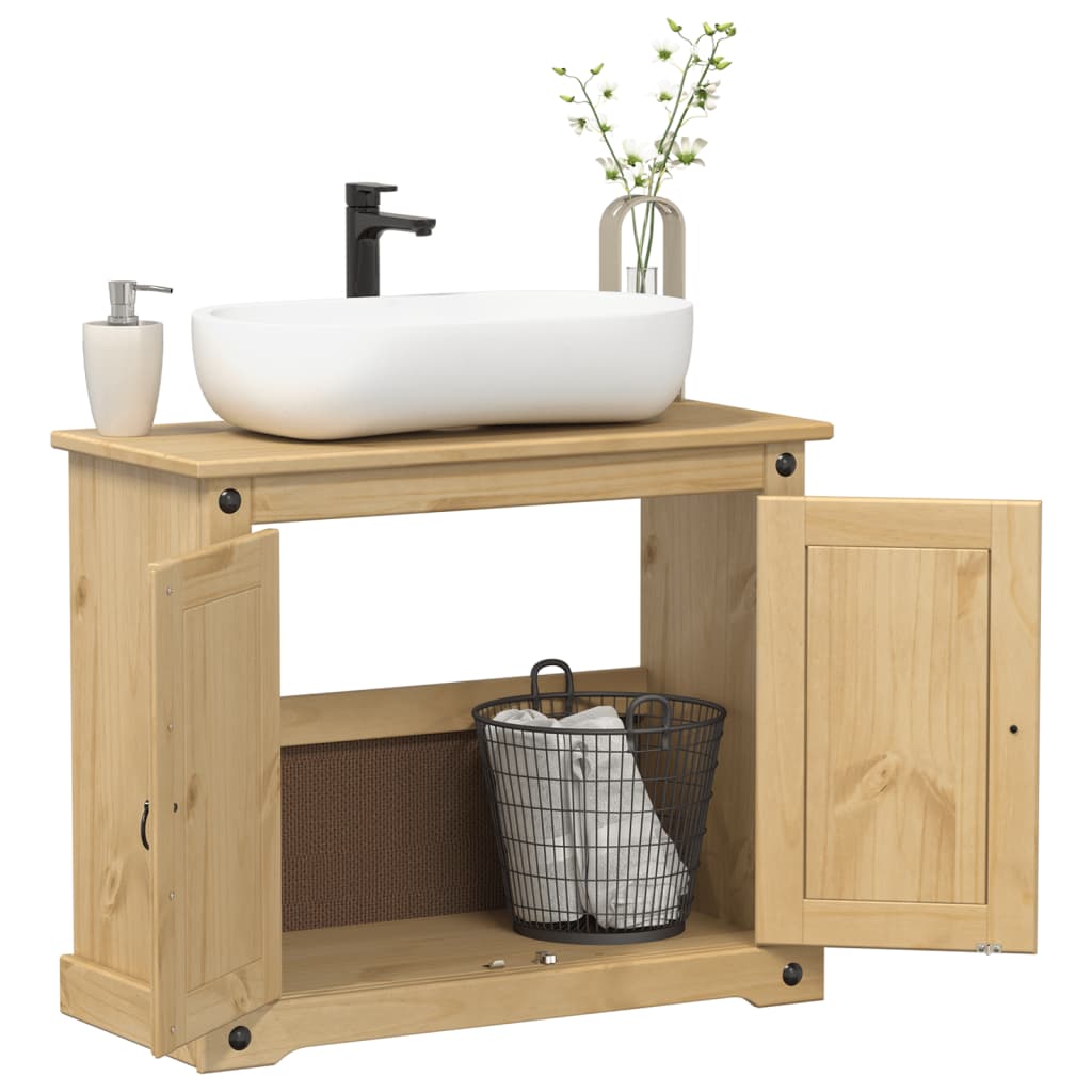 Bathroom Sink Cabinet Corona 73x33x60 cm Solid Wood Pine - Bend