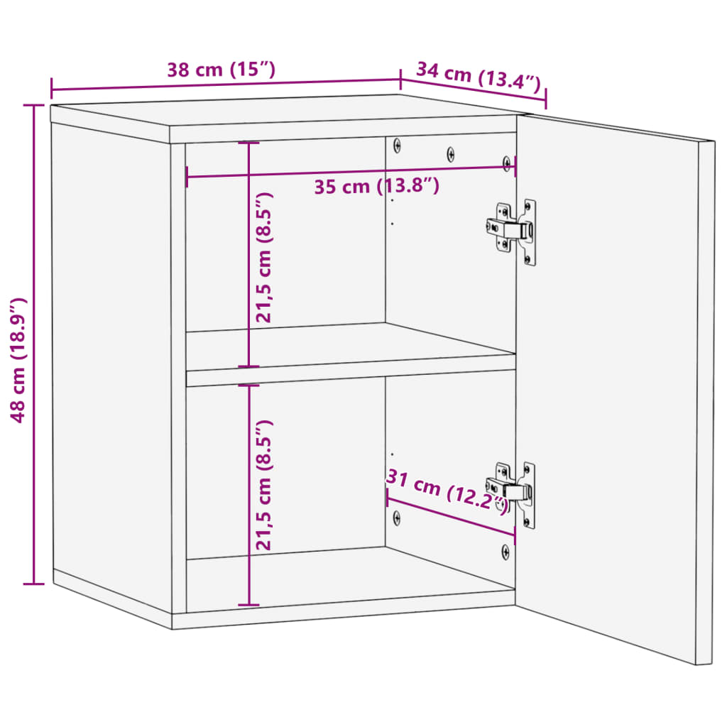 Bathroom Wall Cabinet 38x34x48 cm Solid Wood Rough Mango