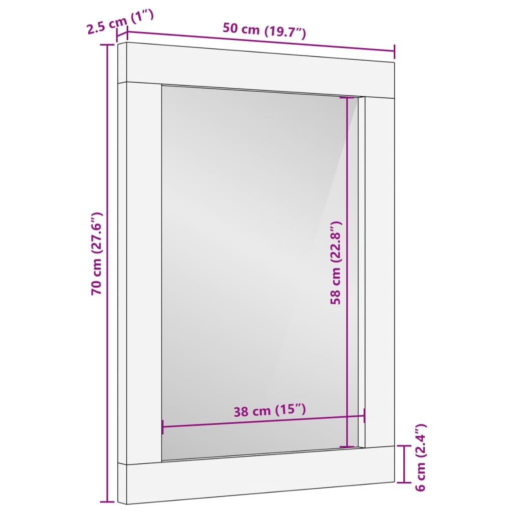 Bathroom Mirror 50x70 cm Solid Wood Acacia and Glass