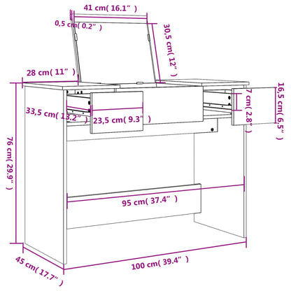 Dressing Table with Mirror Grey Sonoma 100x45x76 cm