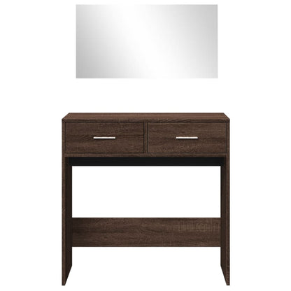 Dressing Table with Mirror Brown Oak 80x39x80 cm - Bend