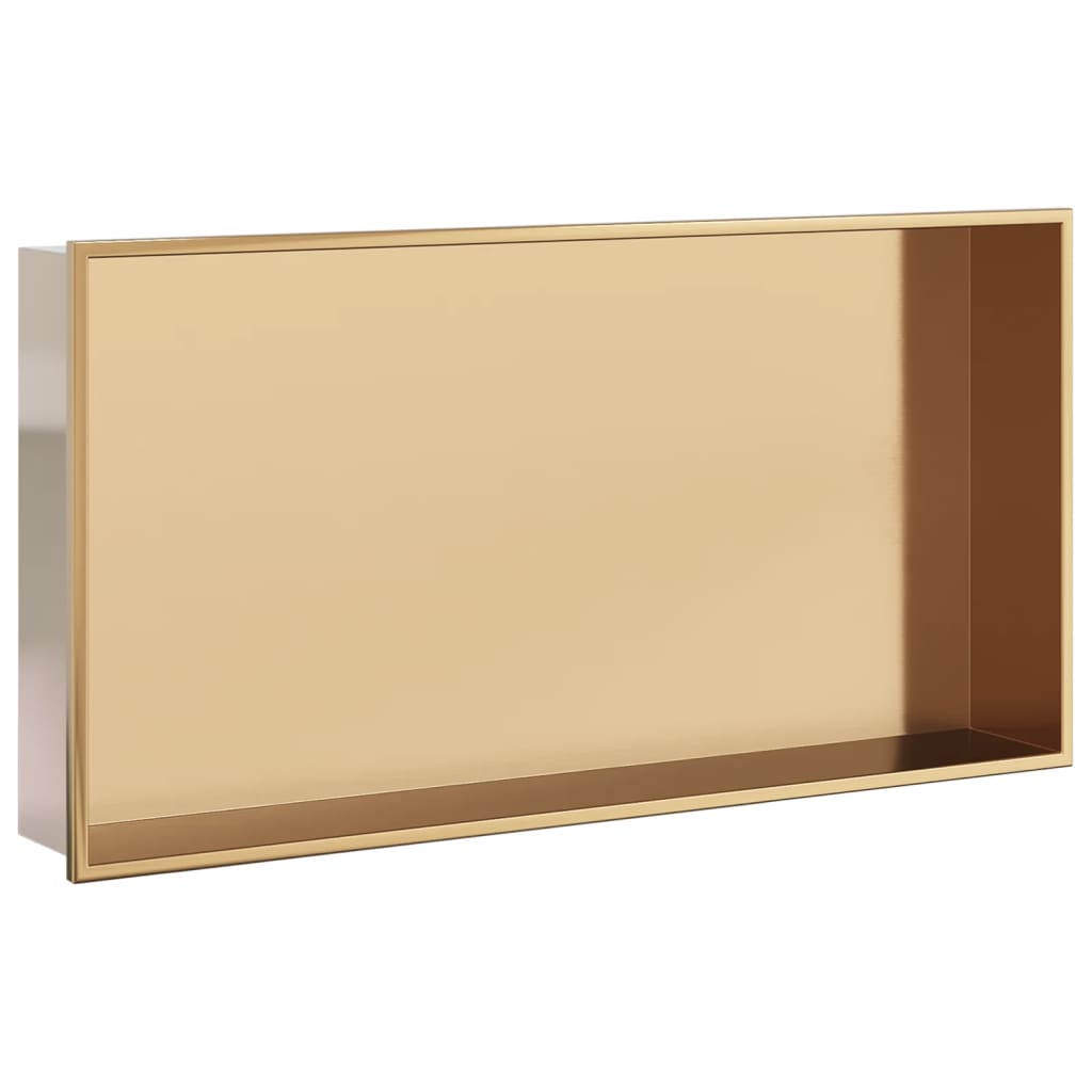 Shower Niche Brushed Gold 62x32x9 cm Stainless Steel Storage Solution