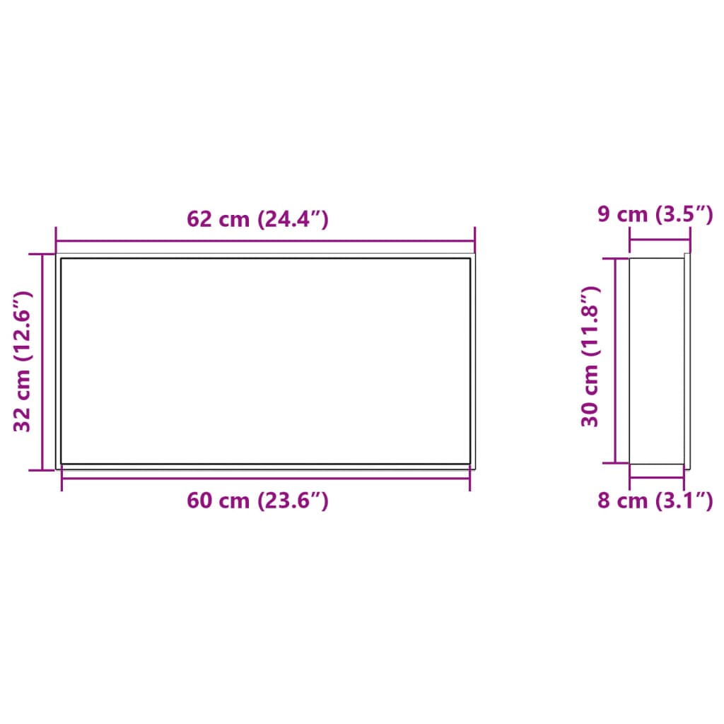 Shower Niche Brushed Gold 62x32x9 cm Stainless Steel Storage Solution