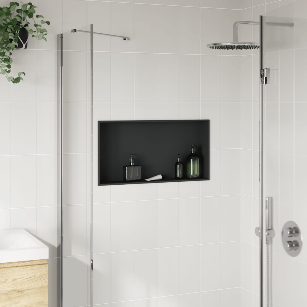 Shower Niche Matt Black 62x32x9 cm Stainless Steel Storage Solution