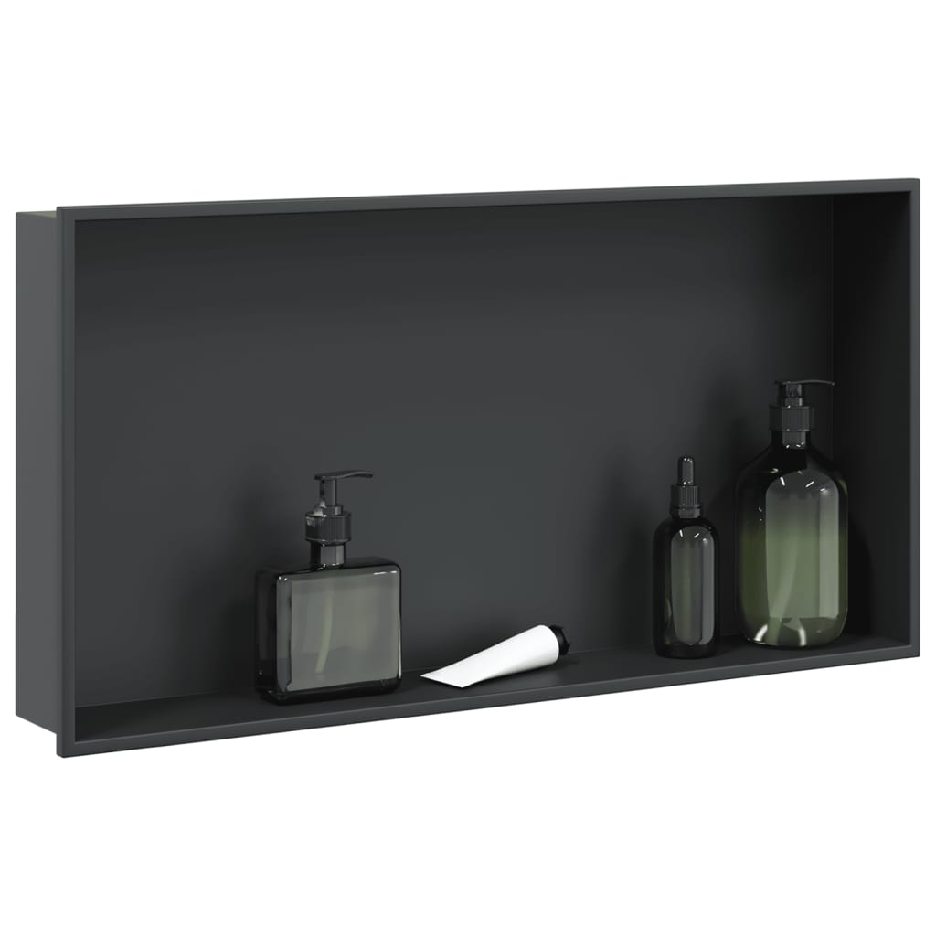 Shower Niche Matt Black 62x32x9 cm Stainless Steel Storage Solution