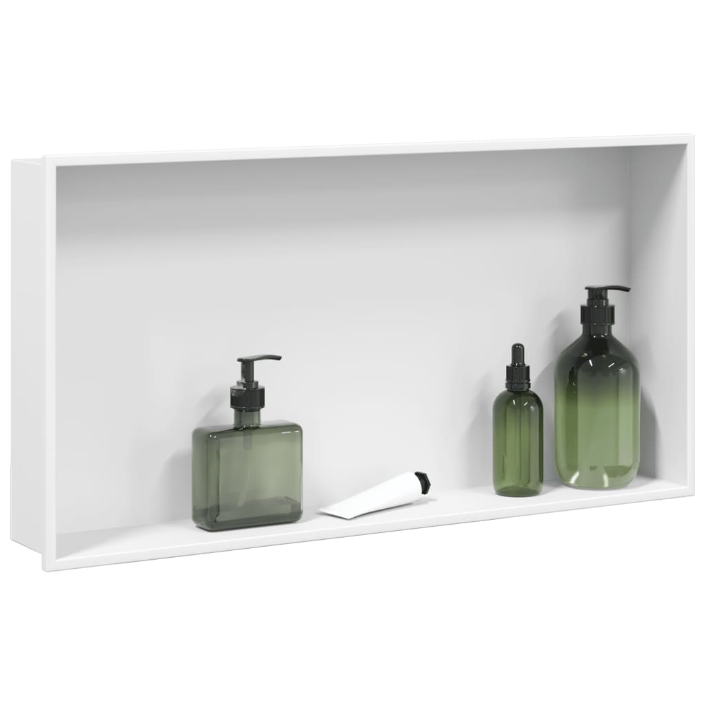 Shower Niche Matt White 62x32x9 cm Stainless Steel Storage Solution