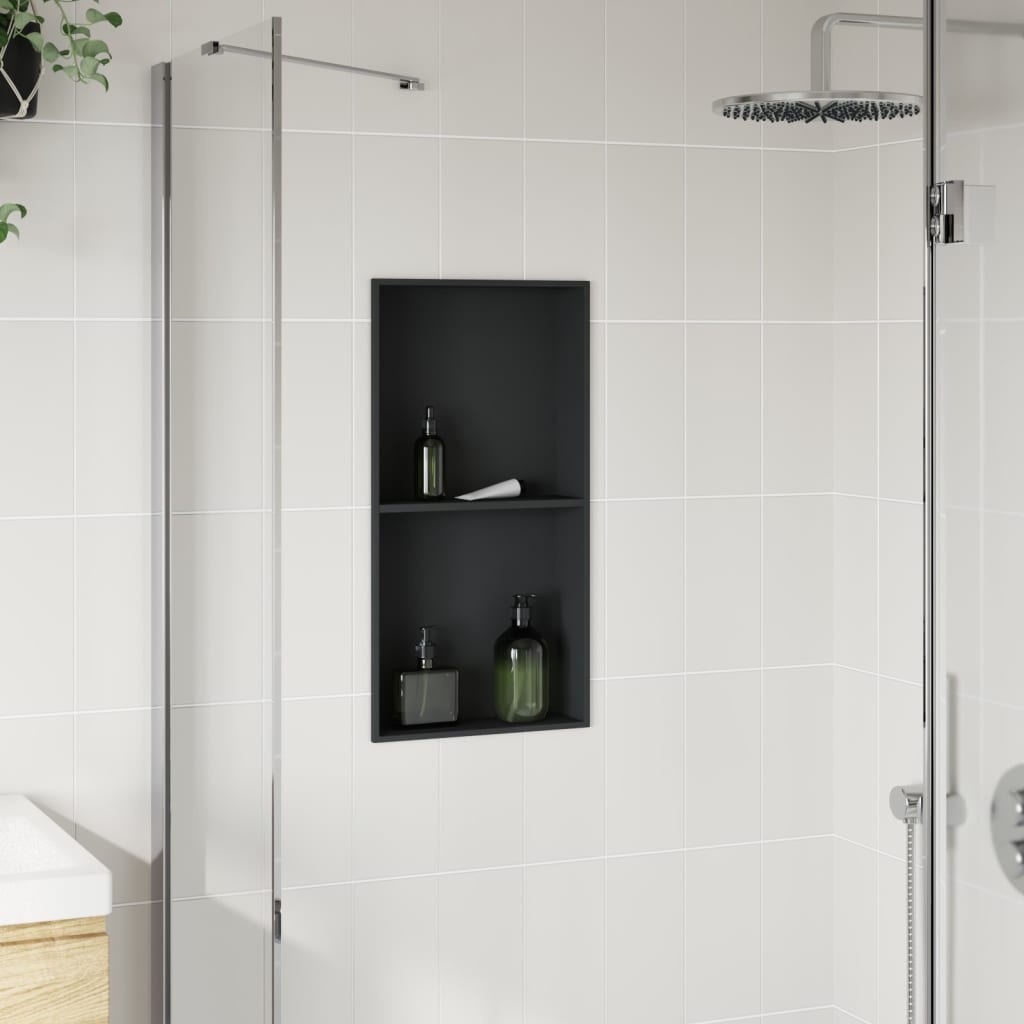 Shower Niche Matt Black 32x62x9 cm Stainless Steel Storage Solution