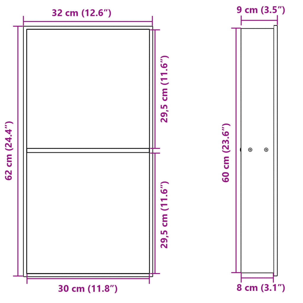 Shower Niche Matt Black 32x62x9 cm Stainless Steel Storage Solution