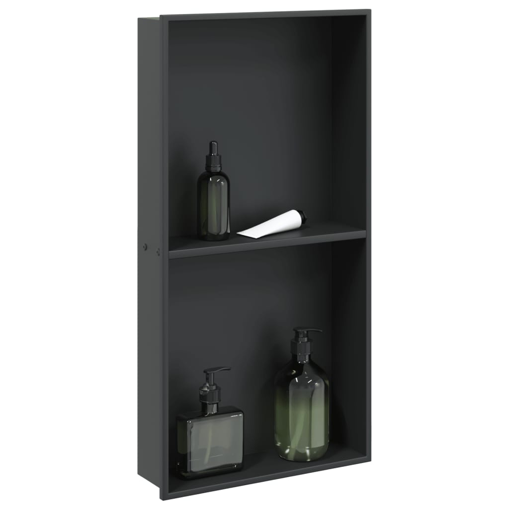 Shower Niche Matt Black 32x62x9 cm Stainless Steel Storage Solution