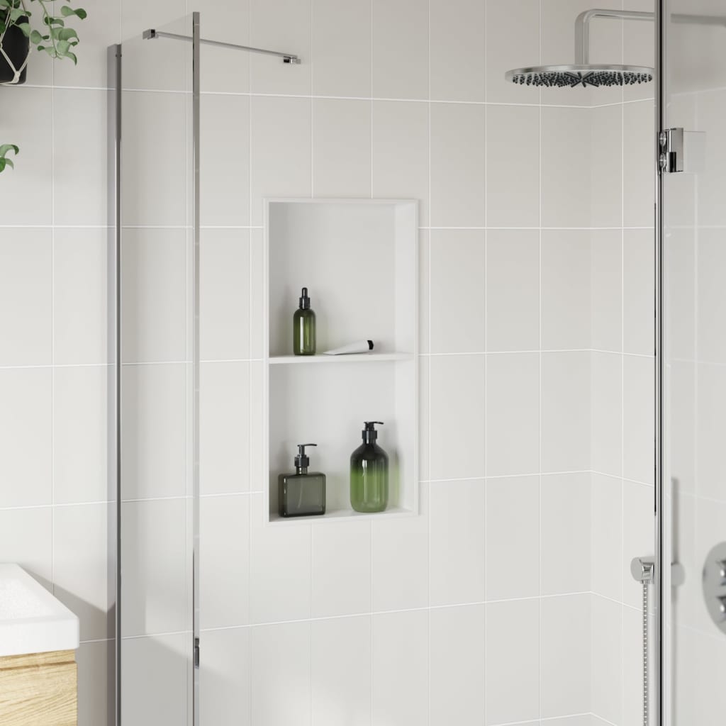 Shower Niche Matt White 32x62x9 cm Stainless Steel Storage Solution