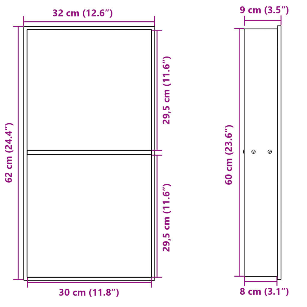 Shower Niche Matt White 32x62x9 cm Stainless Steel Storage Solution